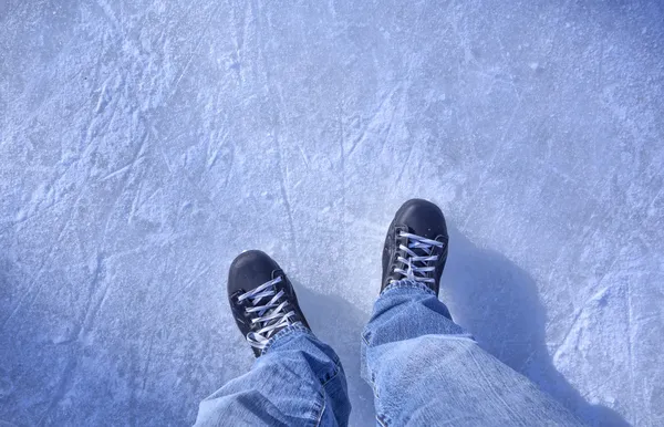 Hockey skates on ice — Stock Photo, Image