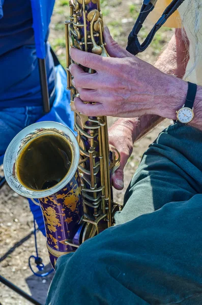 Detail saxofonista — Stock fotografie