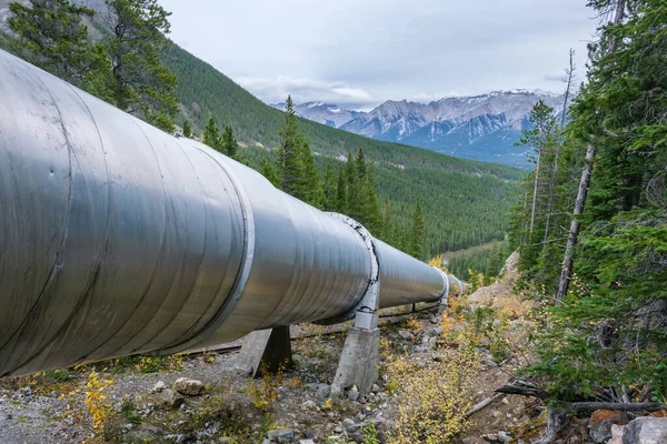 Pipeline Funnelling Water Rundle Hydro Power Plant Canmore Alberta Canada — Stock Photo, Image