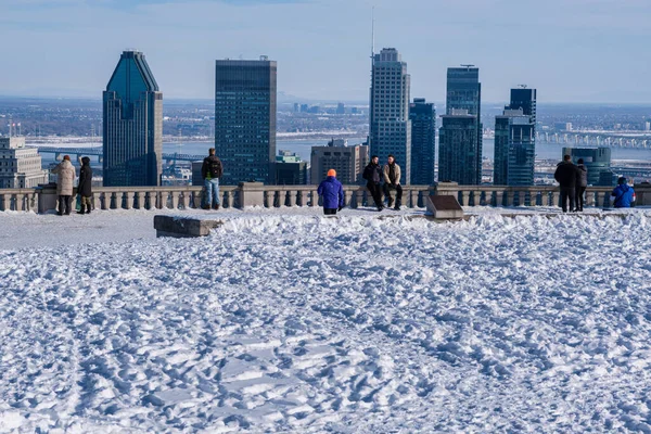 Montreal Kanada Lutego 2022 Montreal Skyline Kondiaronk Belvedere Zimą — Zdjęcie stockowe