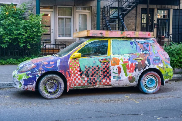 Montreal Canada June 2022 Car Painted Colorful Patterns — Stock Photo, Image