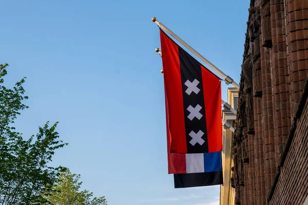 Bandera Ciudad Amsterdam Sobre Cielo Azul —  Fotos de Stock