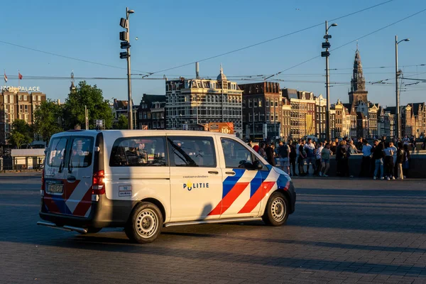 Amsterdam Netherlands June 2022 Police Car Centraal Station Square — Stock Photo, Image