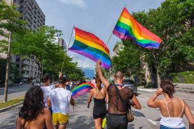 Montreal, CA - 7 August 2022: Many people take part in spontaneous gay pride march after official pride parade was cancelled