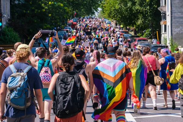 Montreal August 2022 Many People Take Part Spontaneous Gay Pride — Foto Stock