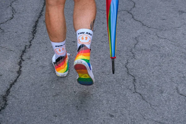 Montreal August 2022 Rainbow Shoes Spontaneous Gay Pride March Official — 图库照片