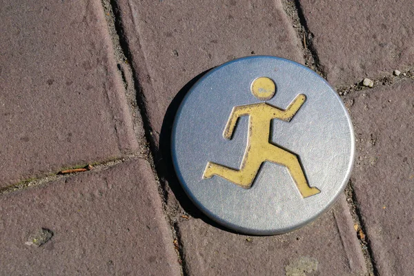 Silhouette Running Man Sidewalk Pavement Amsterdam — Foto Stock