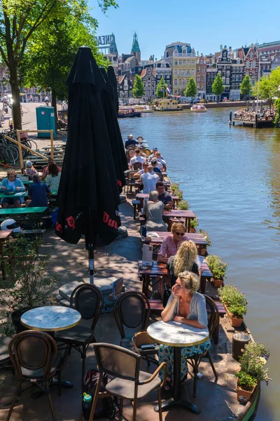 Amsterdam Netherlands June 2022 People Having Drink Floating Terrasse Bar — Stock Photo, Image
