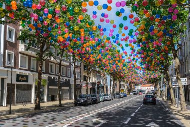 Calais, France - 26 June 2022: Patricia Cunha Bubblesky installation on Boulevard La Fayette