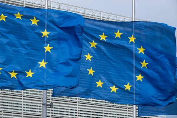 Vlaggen Voor Europese Commissie Brussel België — Stockfoto