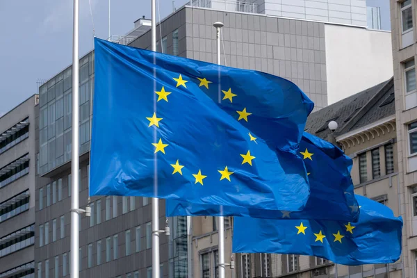 Flaggor Framför Europeiska Kommissionen Bryssel Belgien — Stockfoto