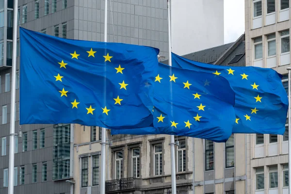 Flaggor Framför Europeiska Kommissionen Bryssel Belgien — Stockfoto