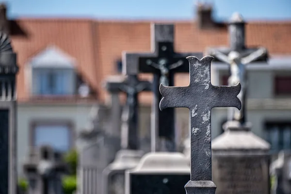 Tombstones Crosses French Cemetery — Stock Photo, Image