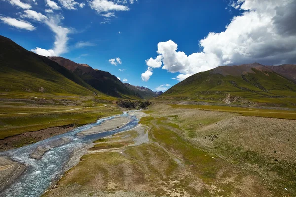 Tibet nehir ve dağ manzarası