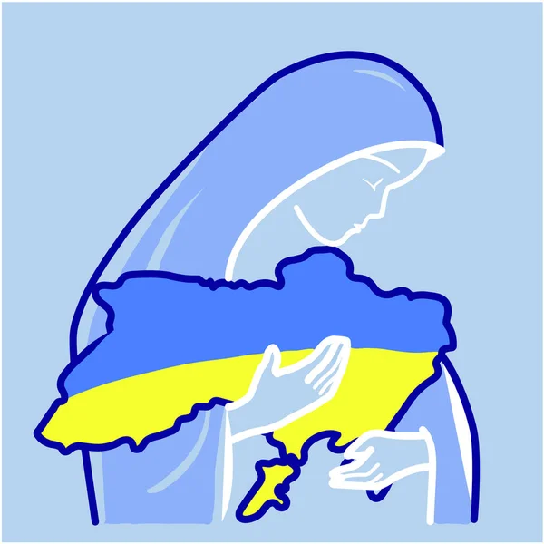 Ουκρανία Παρθένος Μαρία Και Ουκρανία Προστασία Της Ουκρανίας Από Ρωσική — Διανυσματικό Αρχείο