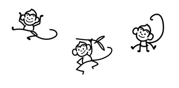 Einfache Ausdrucksstarke Handgezeichnete Vektoren Affen — Stockvektor