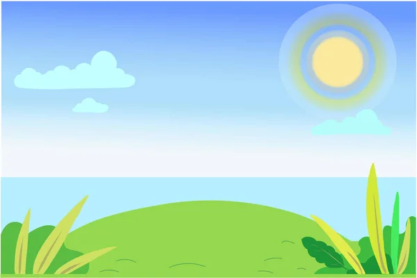 Background Scene Summer Time Sea Landscape Vector — Vetor de Stock
