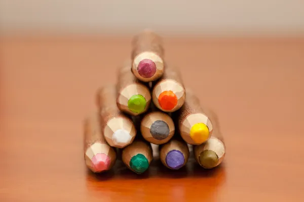 Colored pencils made out of wood bark — Stock Photo, Image