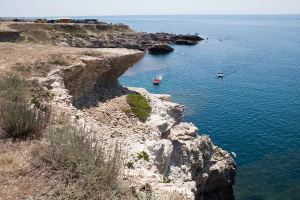 Camping site op tarhankut cape — Stockfoto