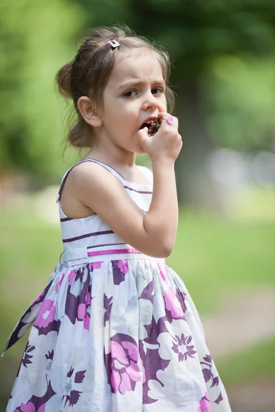 Tasting pine cone — Stock Photo, Image