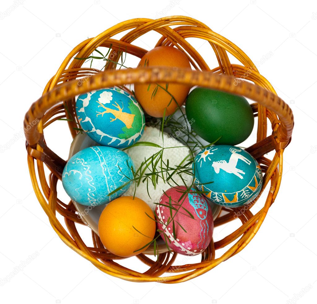 Easter eggs in basket