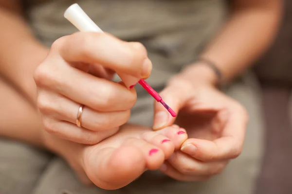 Child pedicure and nail polish