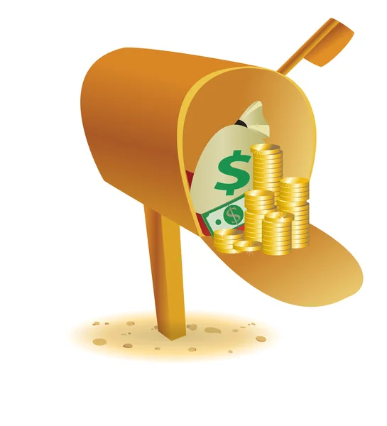 Envoi avec de l'or dans une boîte aux lettres — Image vectorielle