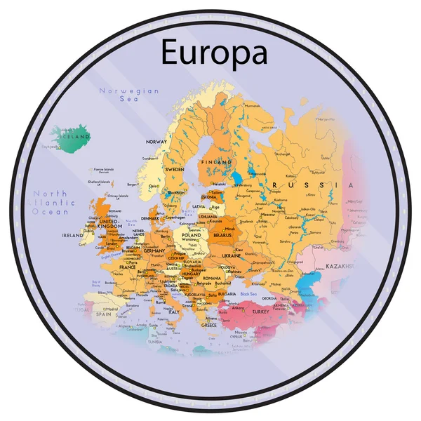 Mappa dell'Europa su una moneta — Vettoriale Stock