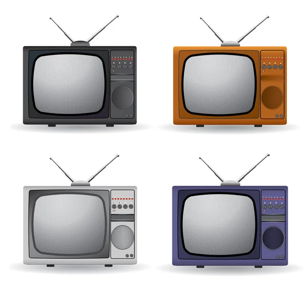Set of four vintage TV — Stock Vector