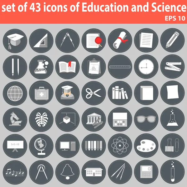 Large set of icons of Education and Science — Stock Vector