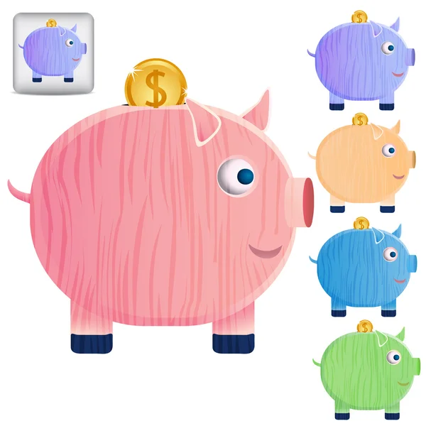 Set of beautiful piggy banks — Stock Vector