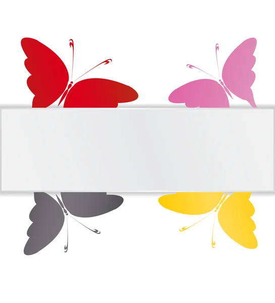 Banner surrounded by butterflies — Stock Vector