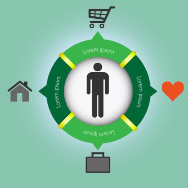 Daire içinde biri ile iş kavramları