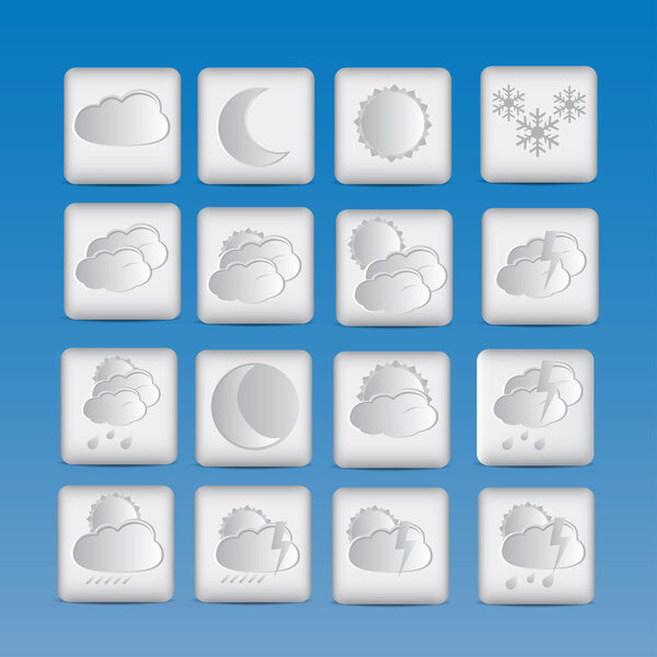 Weather icons set of paper