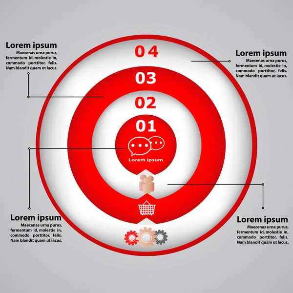 Diagrama circular com ícones para conceitos de negócios — Vetor de Stock