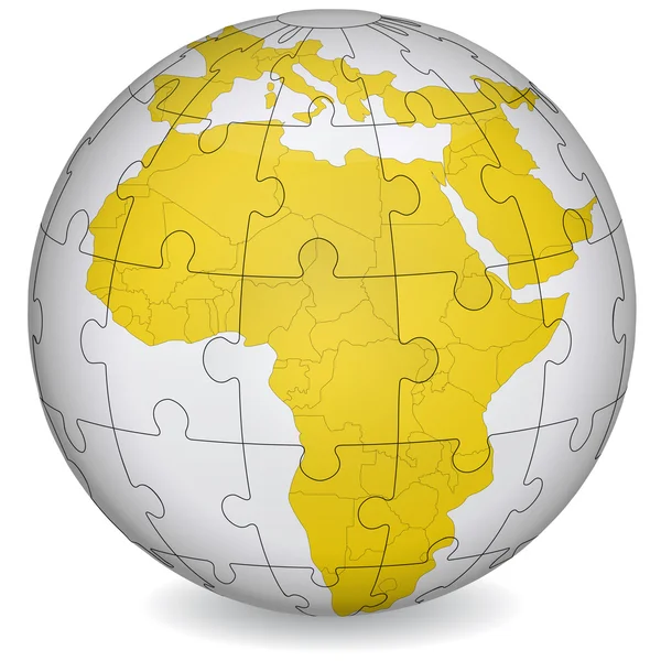 Puzzle cartografico dell'Africa — Vettoriale Stock