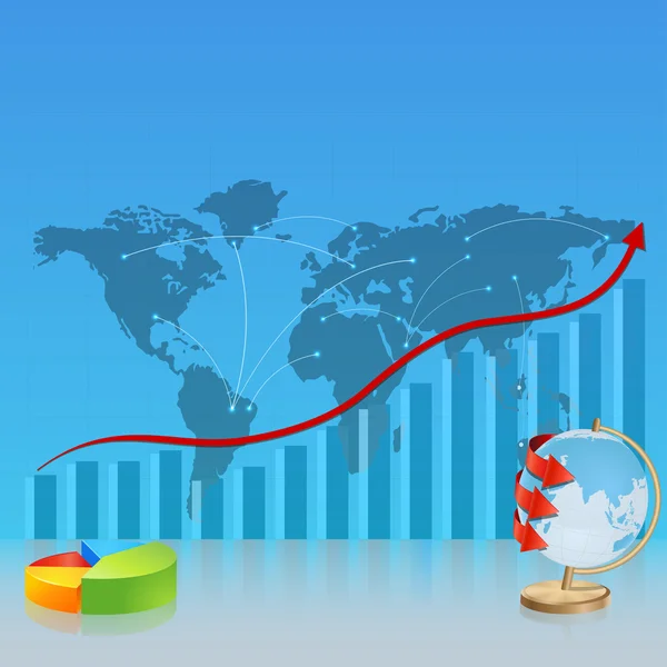 Mapa Srategic, con el diagrama y globo — Vector de stock