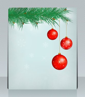 Noel topları ile tatil tebrik kartı. Şablon olarak olabilir