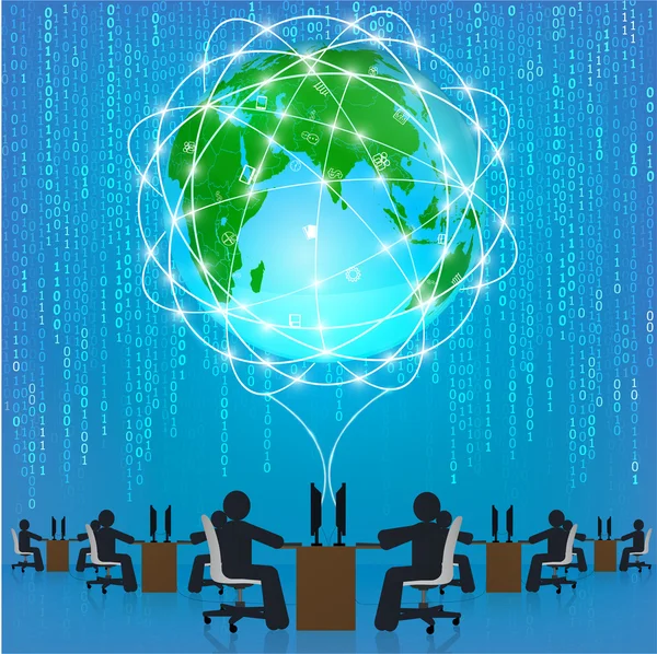 Globe network connection. Matrix technology — Stock Vector