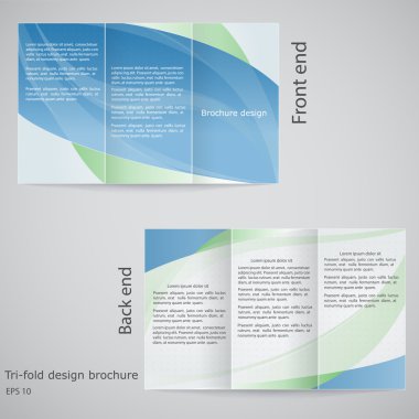 Tri-fold brochure design. Brochure template design in shades of clipart