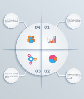 Modern şablon Infographic, halkalar flat simgeleri ile
