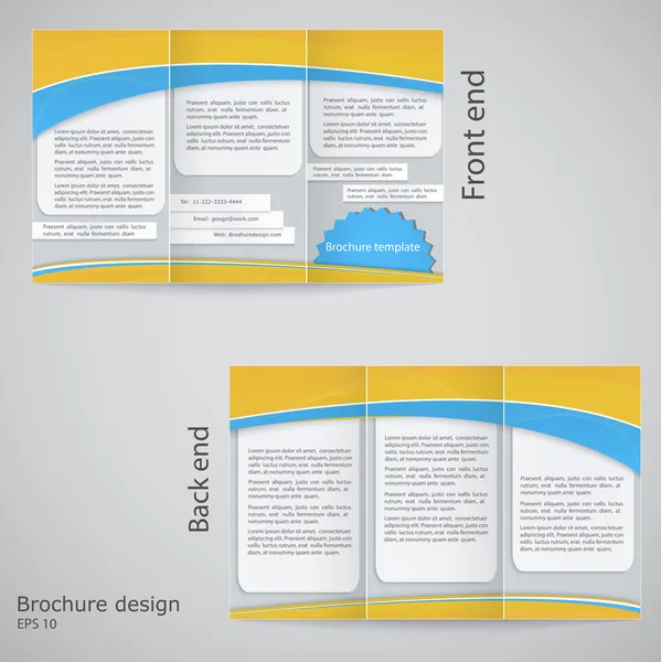 Conception de brochure triple. Modèle de brochure design avec jaune — Image vectorielle