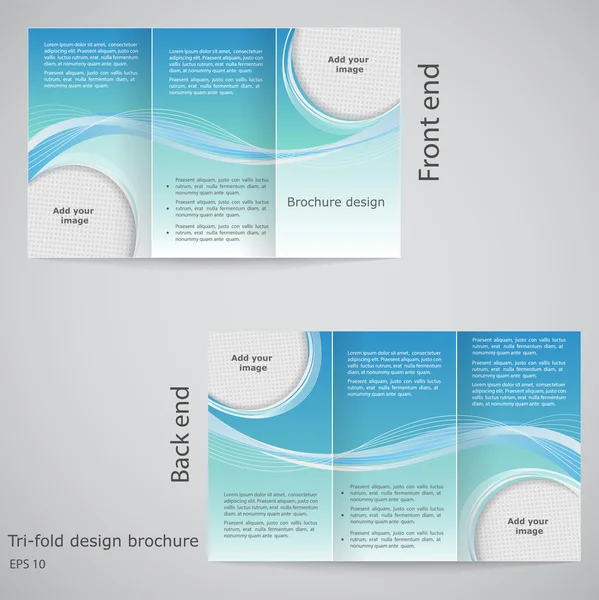 Tri-fold brochure design. Brochure template design with blue an — Stock Vector