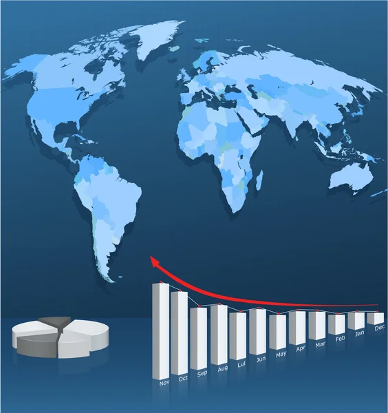 Mapa do mundo com o gráfico — Vetor de Stock