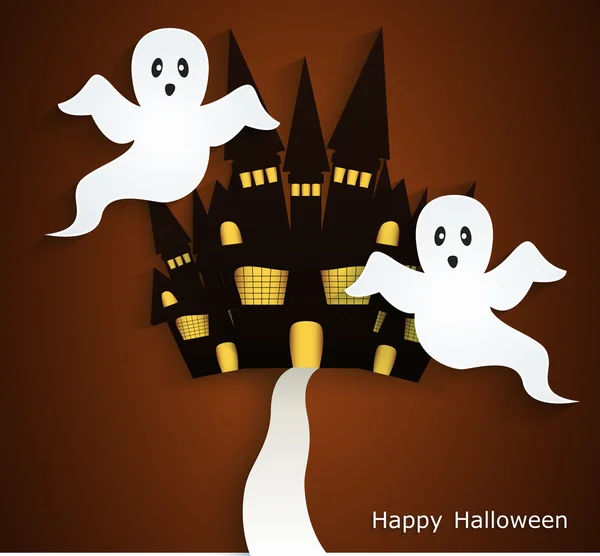 Halloween background with scary ghosts. — Stock Vector