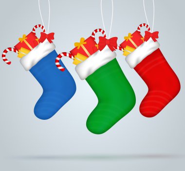 Noel çorap. Festival süsleri ile hediye seti