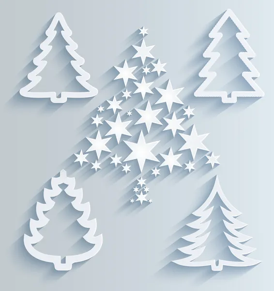 Kerstbomen. decoraties voor de feestdagen papier — Stockvector