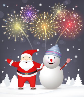 Merry christmas arka plan. kardan adam ile Noel Baba. patlamalar