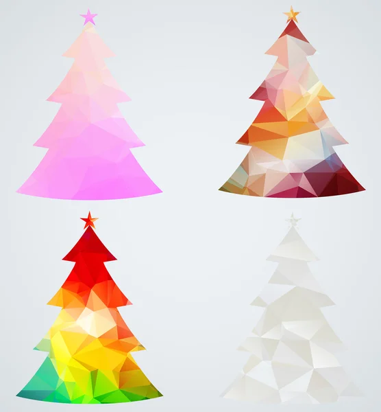 Conjunto de árboles de Navidad. Decoraciones geométricas de vacaciones — Archivo Imágenes Vectoriales