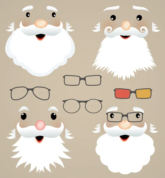Conjunto de máscaras de Natal. Papai Noel, óculos, estilo hipster . — Vetor de Stock